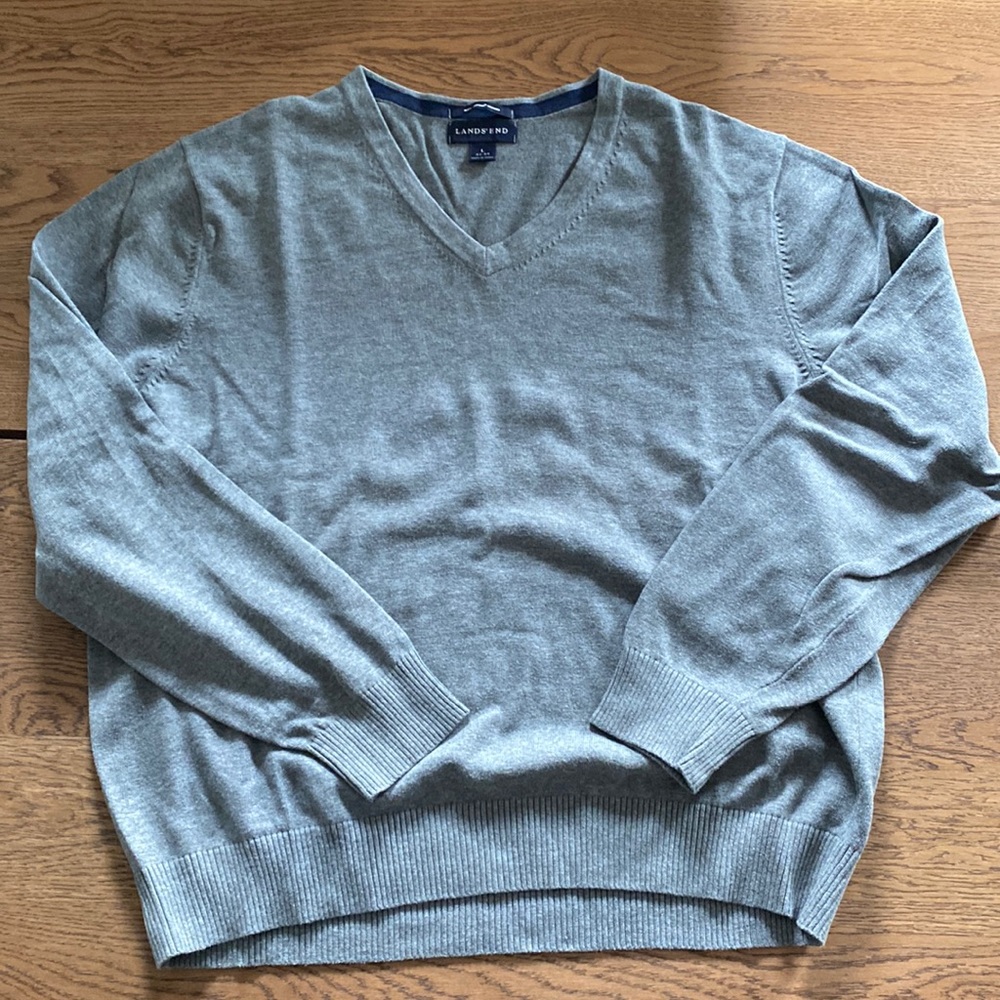 Lands End gray sweater